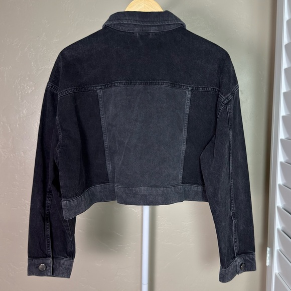 Nocturne Black Cropped Denim Jacket XS/S NWT 100% Cotton Boxy Trucker - Picture 4 of 7